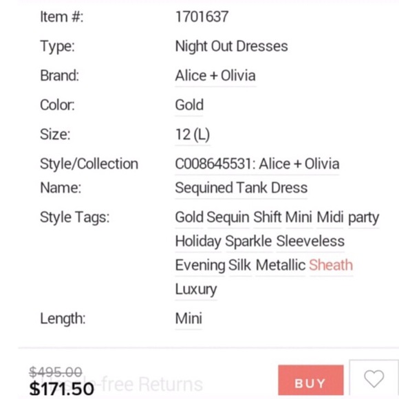 Alice & Olivia Classy & HOT Gold Sequined Dress - Picture 4 of 4